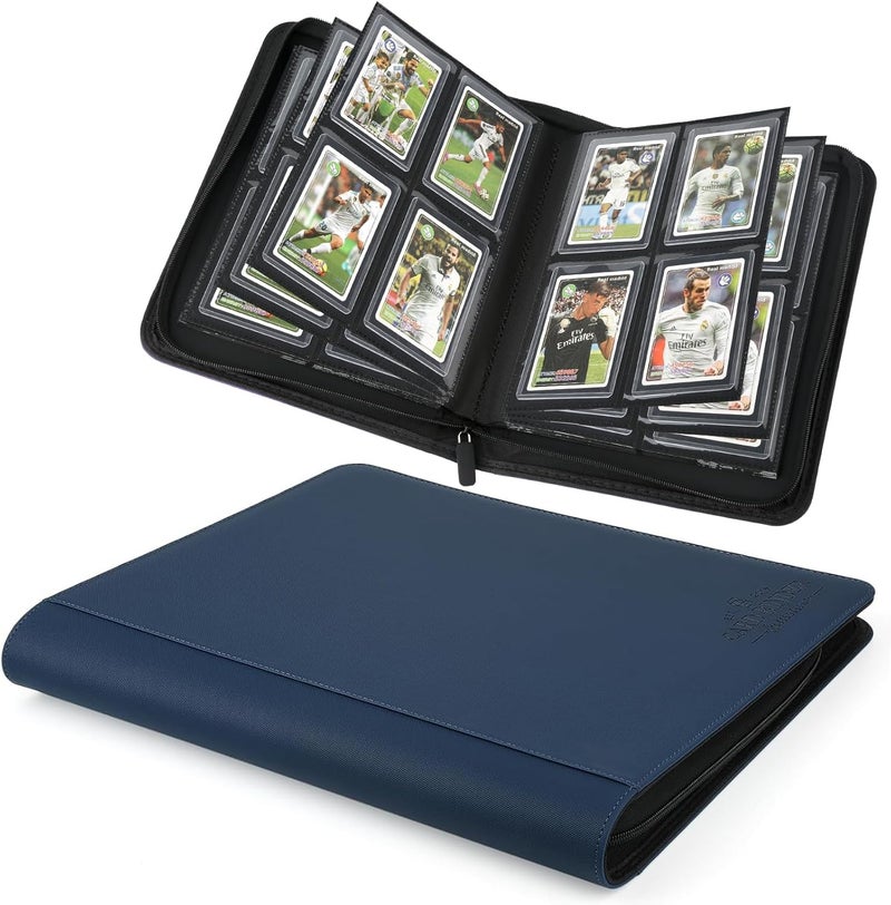 CARDBINDER Toploader Binder,Toploader Hard Cases, 4-Pocket Pages Sleeves Hold up 128 Cards.Toploader Card Binder with Sleeves for “3×4” rigid，Card Holder(blue) - Image 1